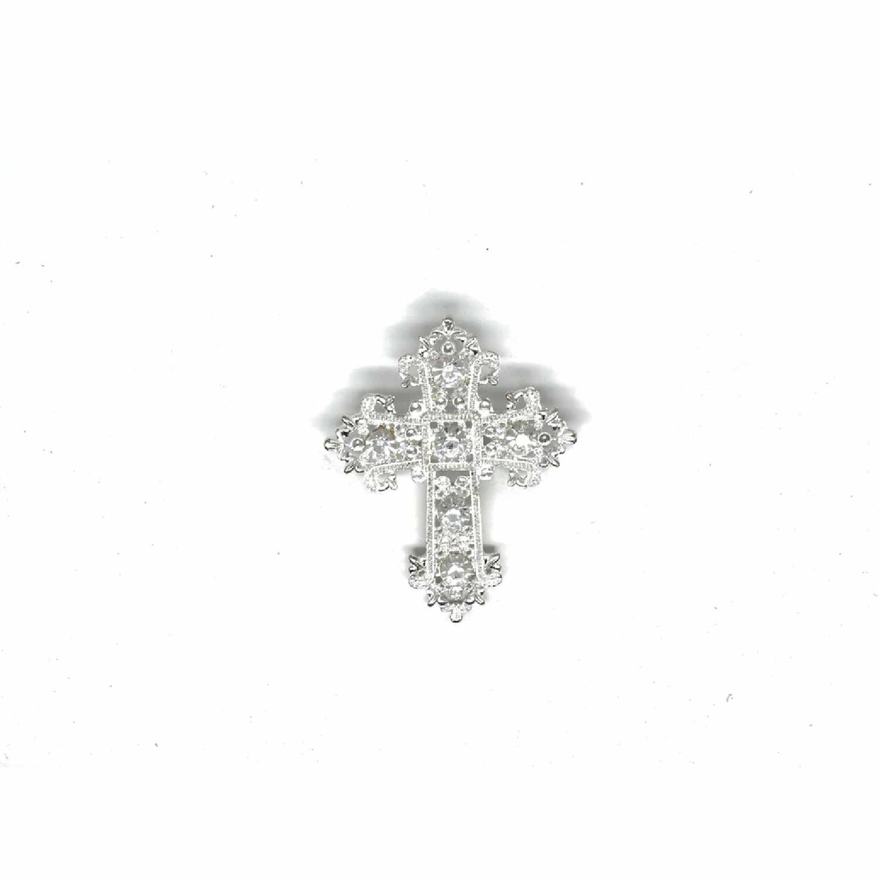 Crystal Rhinestone Cross Brooch Pin DIY Wedding Craft 2.50 x 2 inch